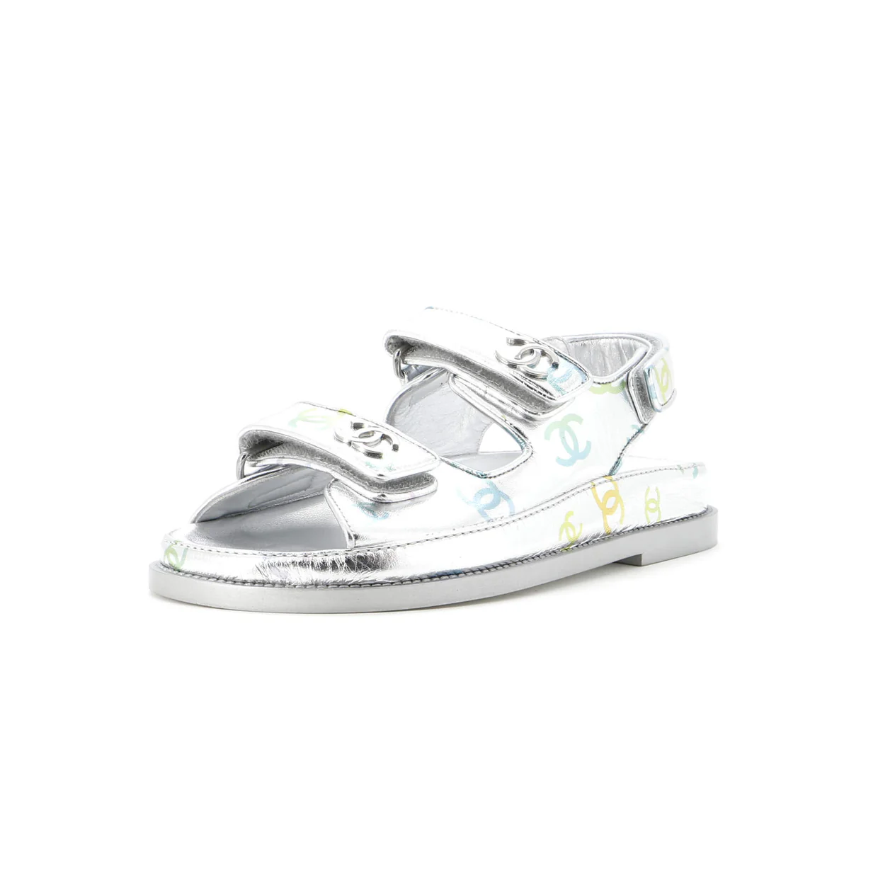 Women's Velcro Dad Sandals Printed Laminated Leather - Deep Luxury