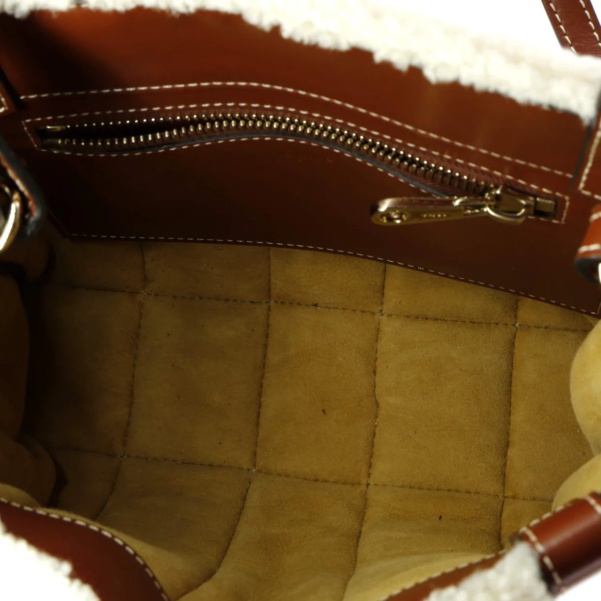 Woody Tote Shearling with Leather Small - Deep Luxury