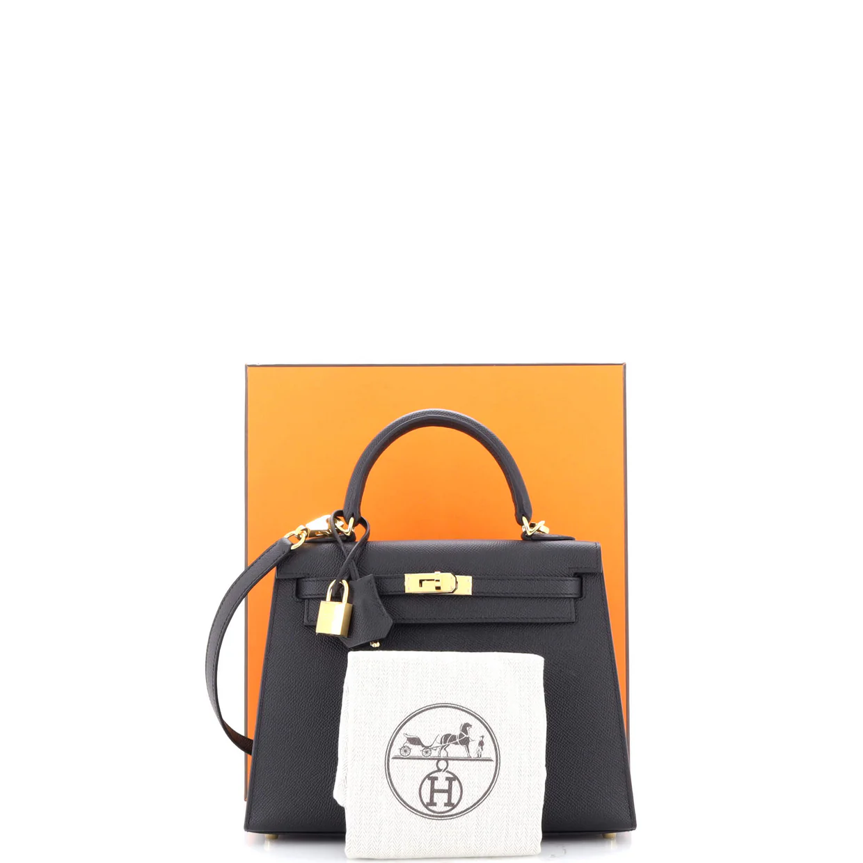 Kelly Handbag Noir Epsom with Gold Hardware 25 - Deep Luxury