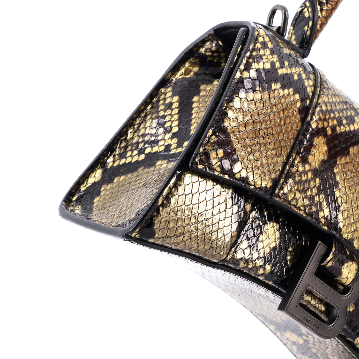 Hourglass Top Handle Bag Python Embossed Leather XS - Deep Luxury