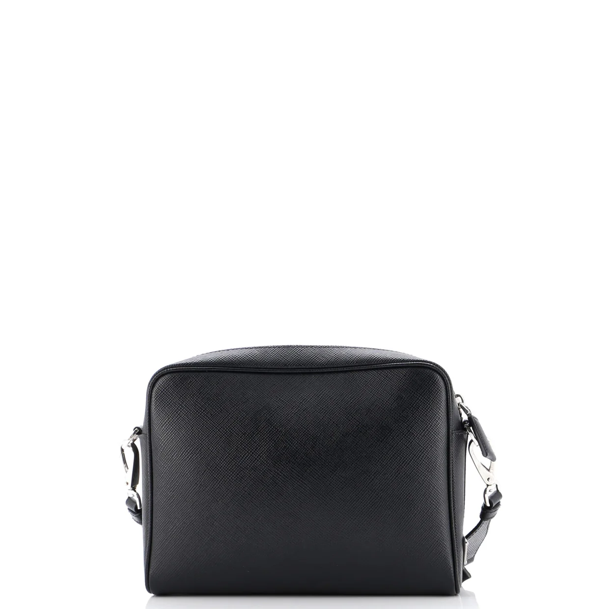 Triangle Logo Messenger Bag Embossed Saffiano Leather Small - Deep Luxury
