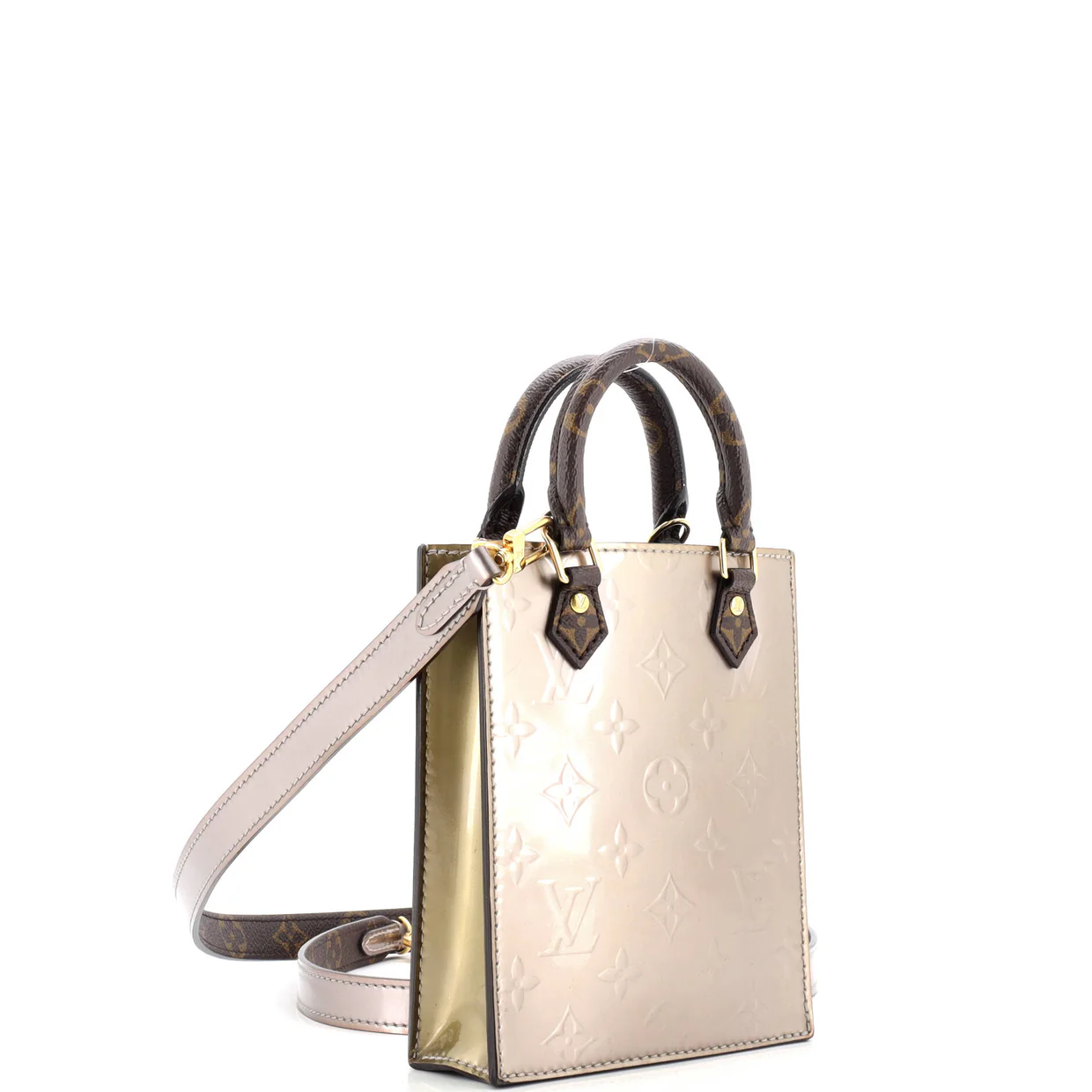 Petit Sac Plat Bag Monogram Vernis with Monogram Canvas - Deep Luxury