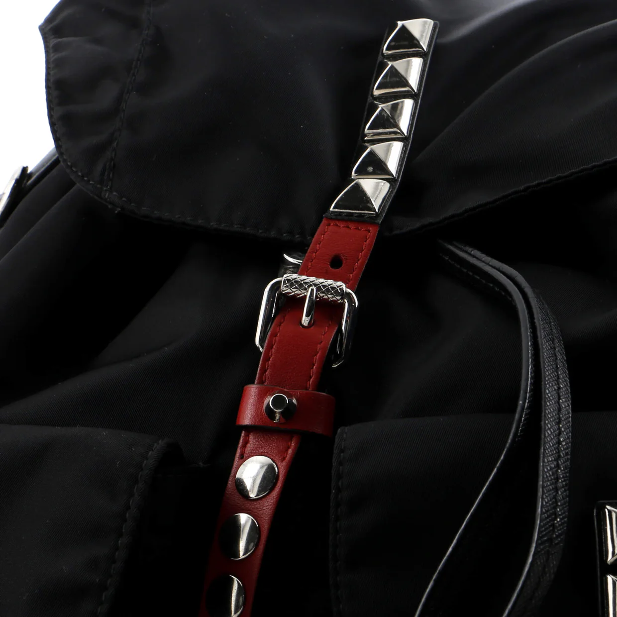 New Vela Backpack Tessuto with Studded Leather - Deep Luxury