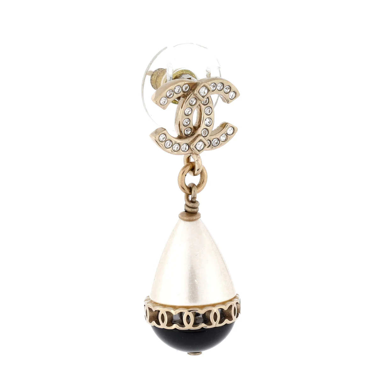 CC Fantasy Teardrop Earrings Metal and Faux Pearls with Crystals and Resin - Deep Luxury