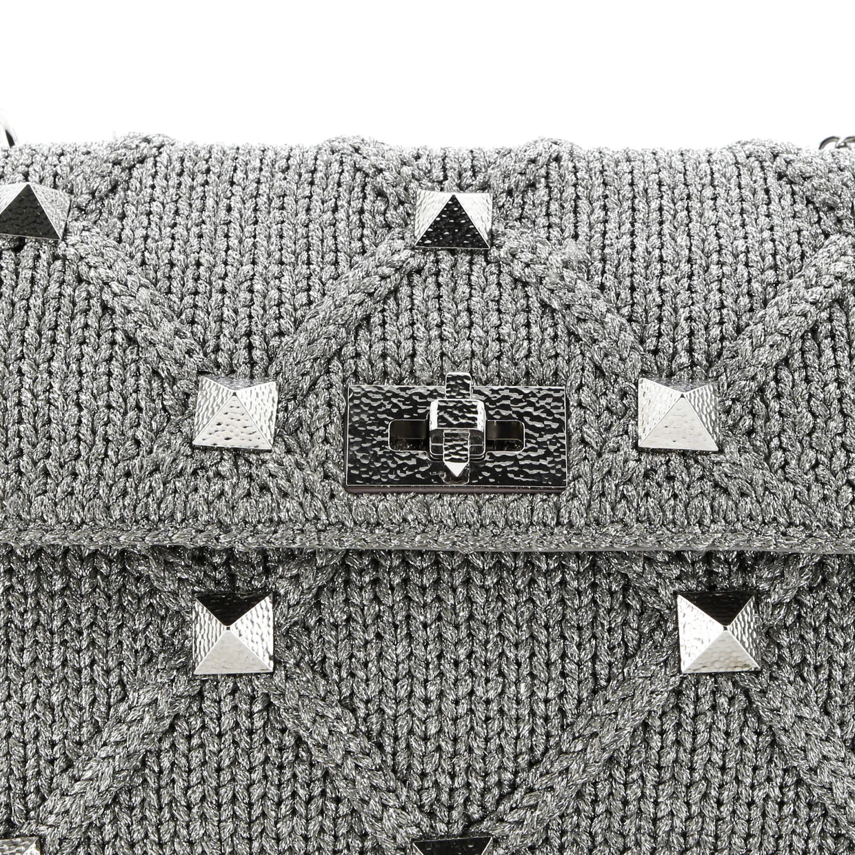 Roman Stud Flap Bag Quilted Knit Large - Deep Luxury