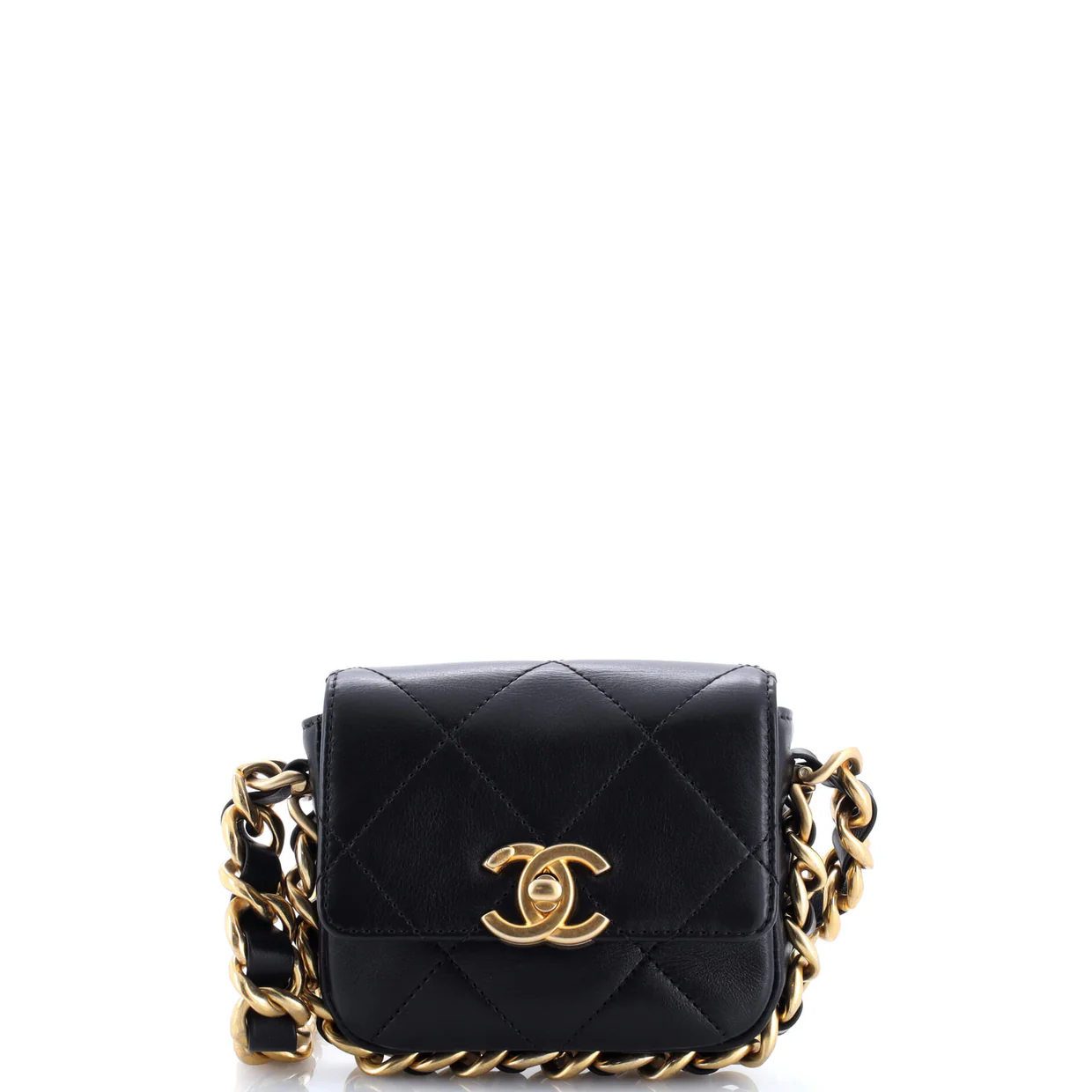 Framing Chain Flap Bag Quilted Calfskin Mini - Deep Luxury
