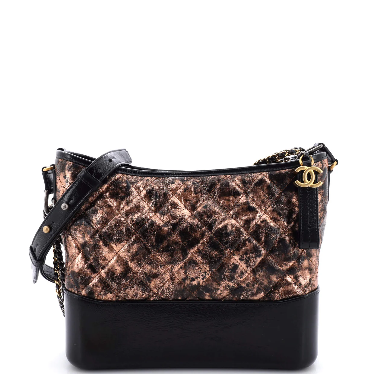 Gabrielle Hobo Quilted Metallic Crumpled Goatskin Medium - Deep Luxury