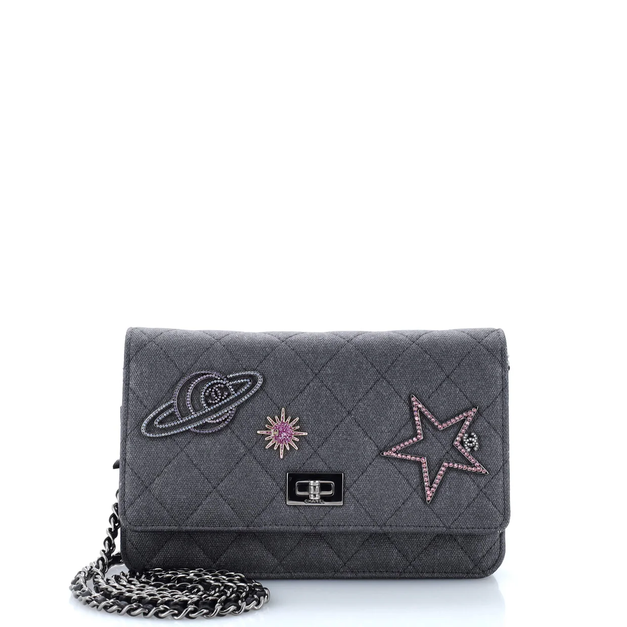 Space Charms Reissue 2.55 Wallet on Chain Quilted Canvas - Deep Luxury