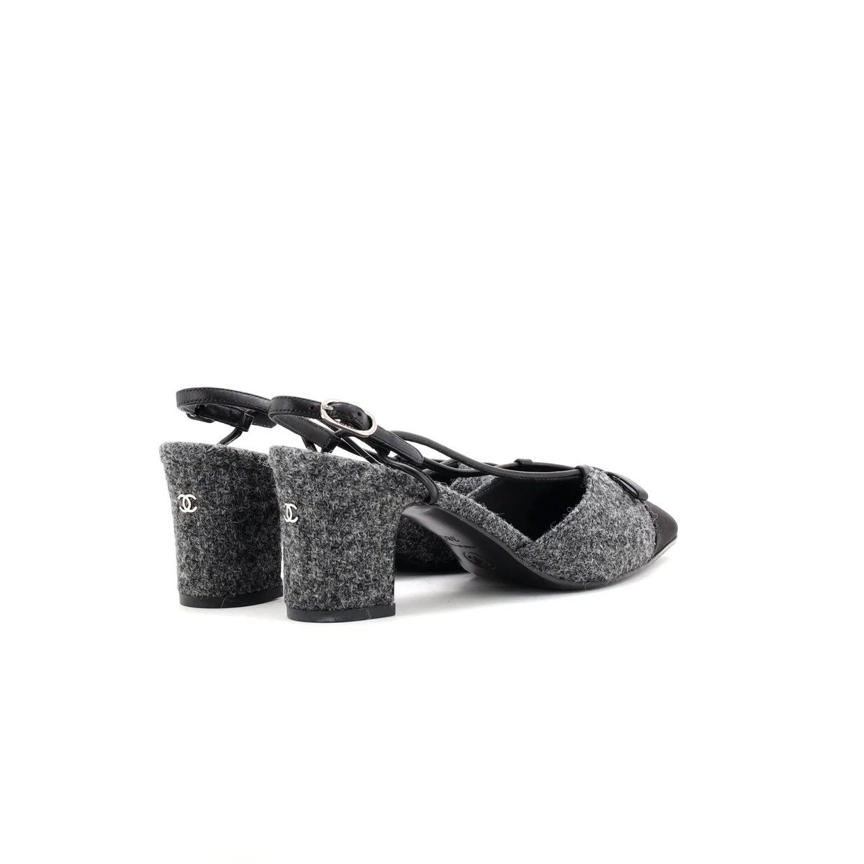 Women's CC Cap Toe Bow Slingback Pumps Tweed and Satin - Deep Luxury