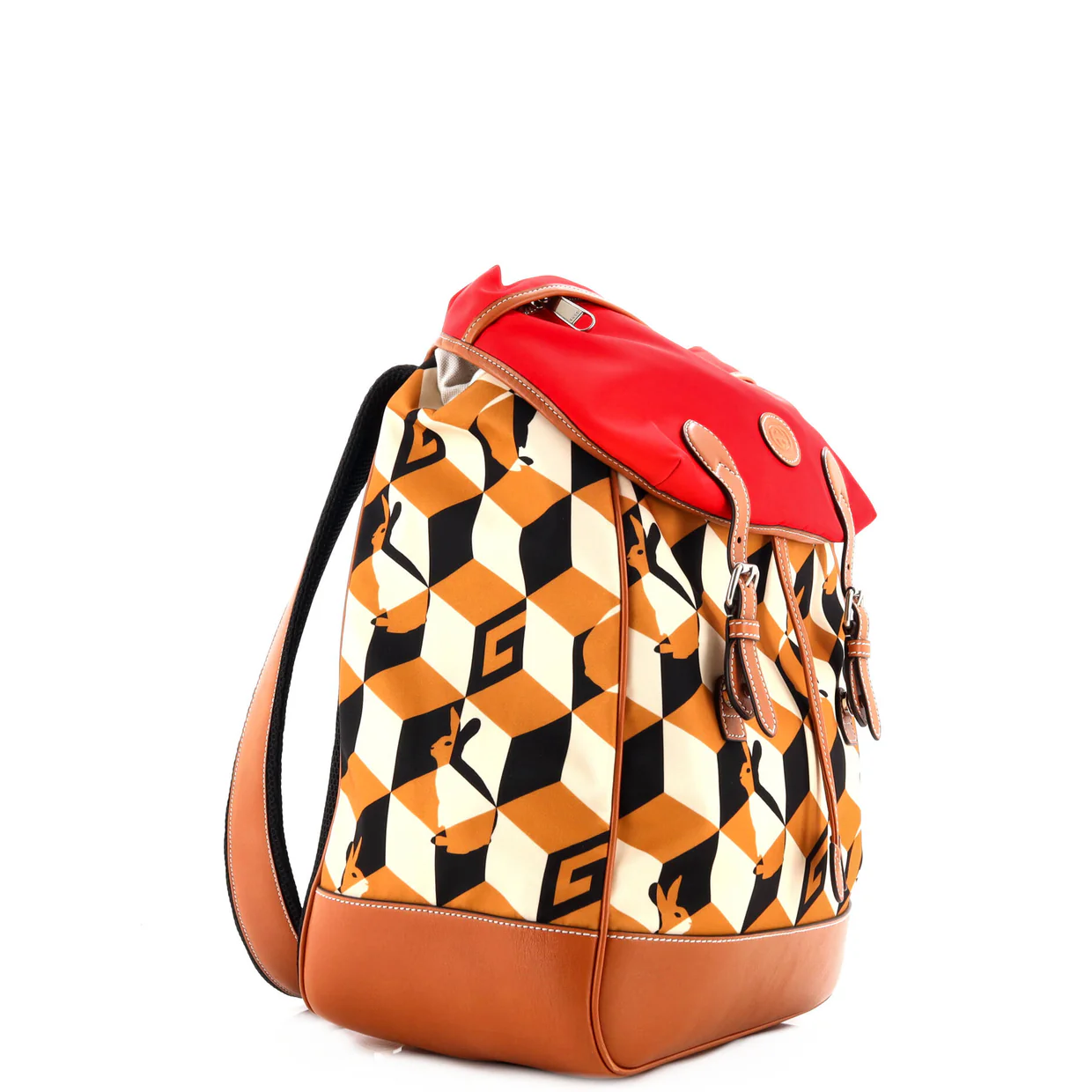 Interlocking G Patch Flap Buckle Backpack Printed Nylon with Canvas and Leather - Deep Luxury
