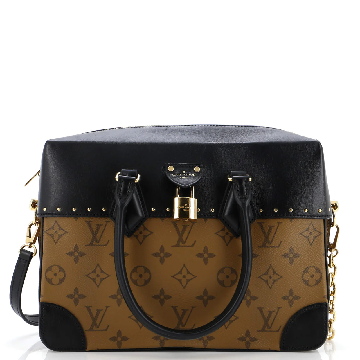 City Malle Handbag Reverse Monogram Canvas and Leather MM - Deep Luxury