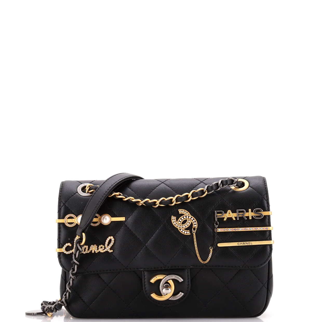 Coco Clips Flap Bag Embellished Quilted Lambskin Small - Deep Luxury