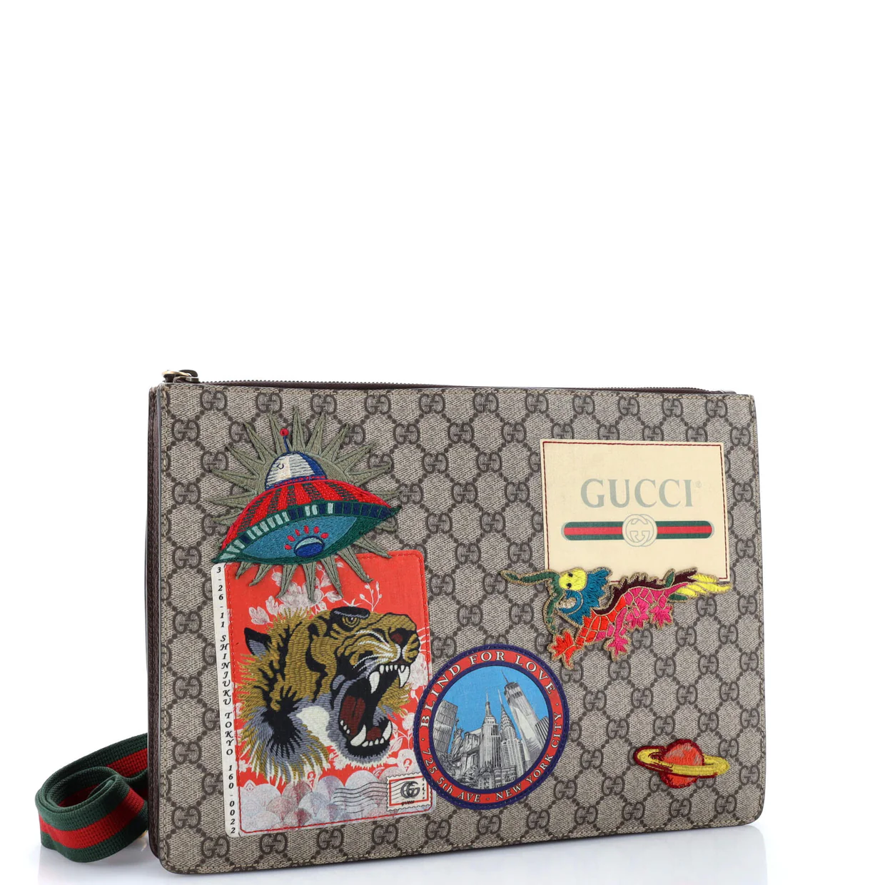 Courrier Messenger Bag GG Coated Canvas with Applique - Deep Luxury