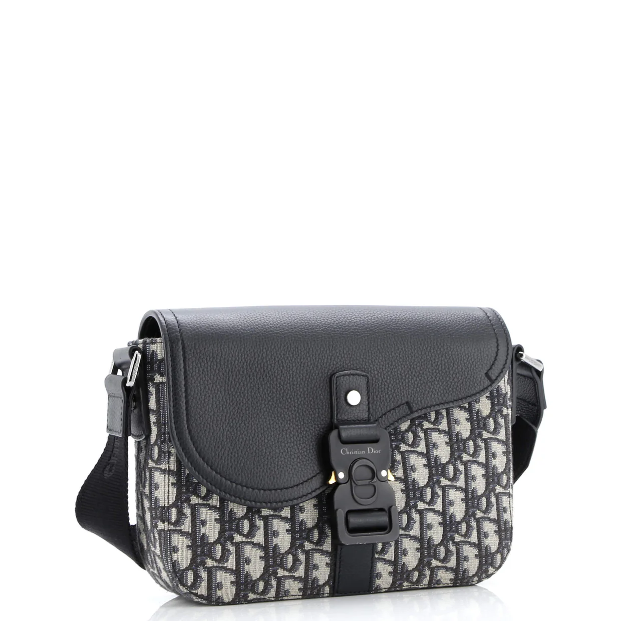 Saddle Buckle Flap Messenger Bag Oblique Canvas and Leather Medium - Deep Luxury