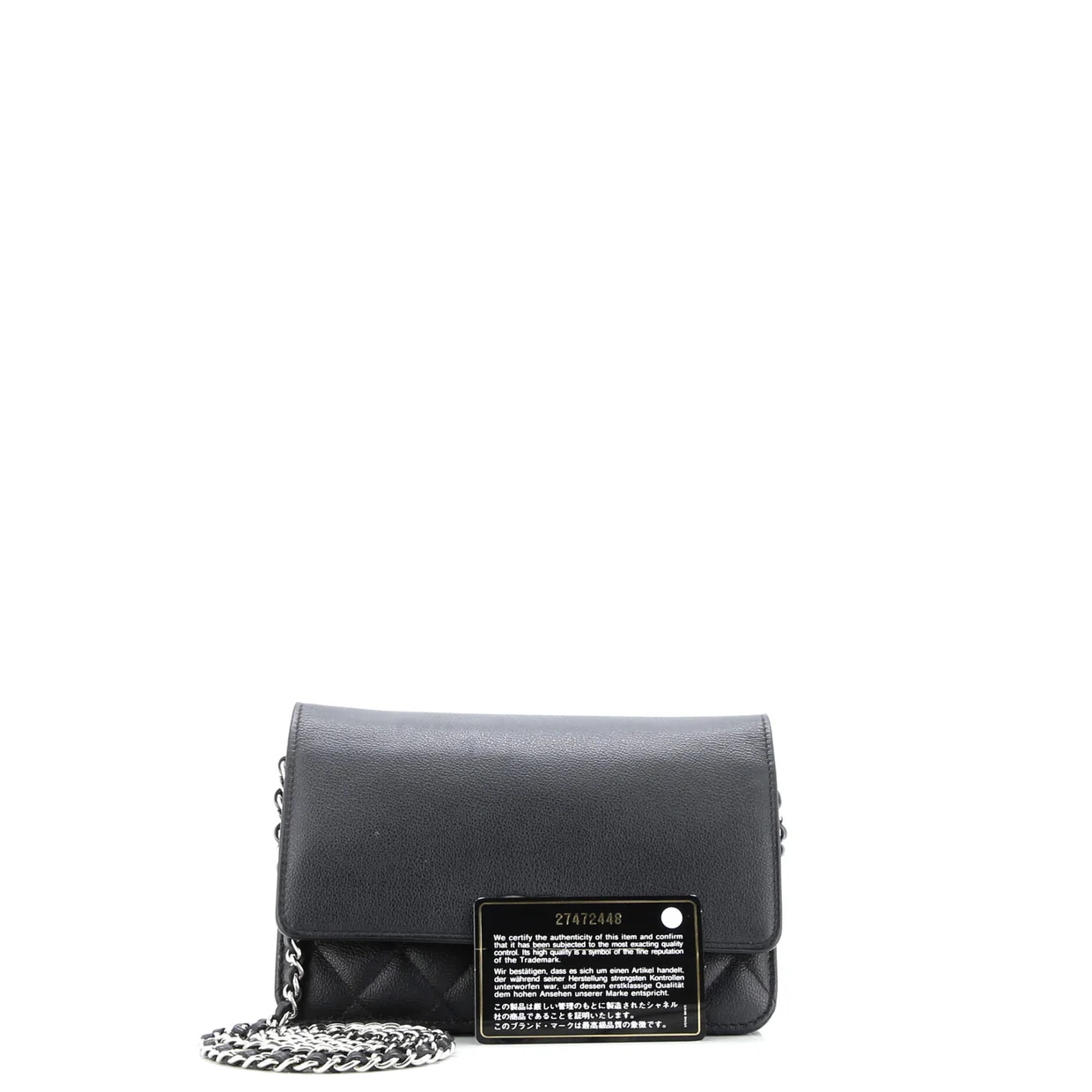 CC Box Wallet on Chain Quilted Caviar - Deep Luxury