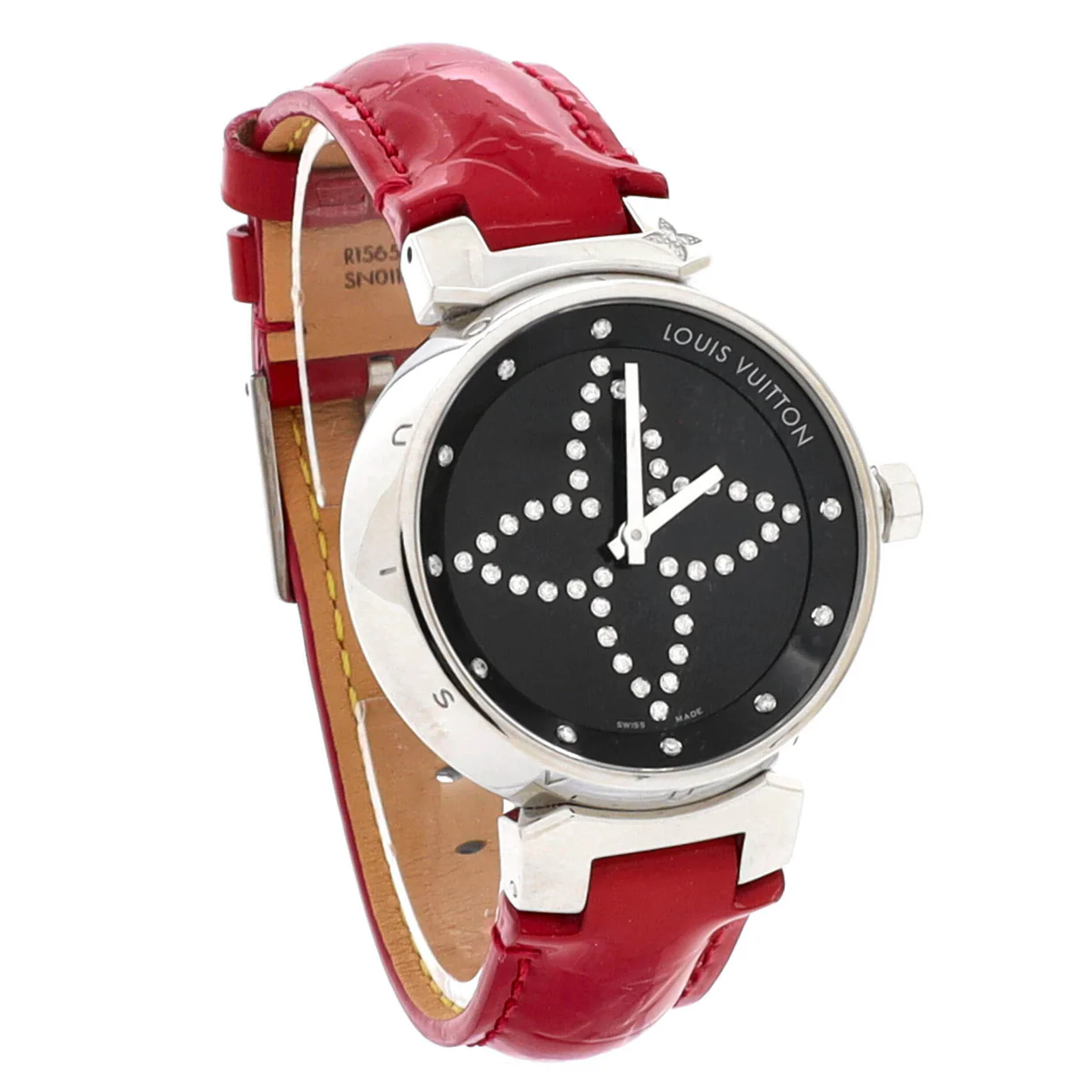 Tambour Disc Quartz Watch Stainless Steel and Monogram Vernis with Diamond Markers and Dial 34 - Deep Luxury