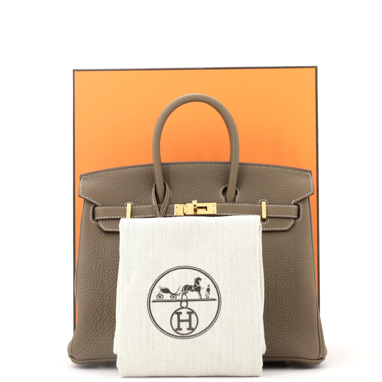 Birkin Handbag Grey Togo with Gold Hardware 25 - Deep Luxury
