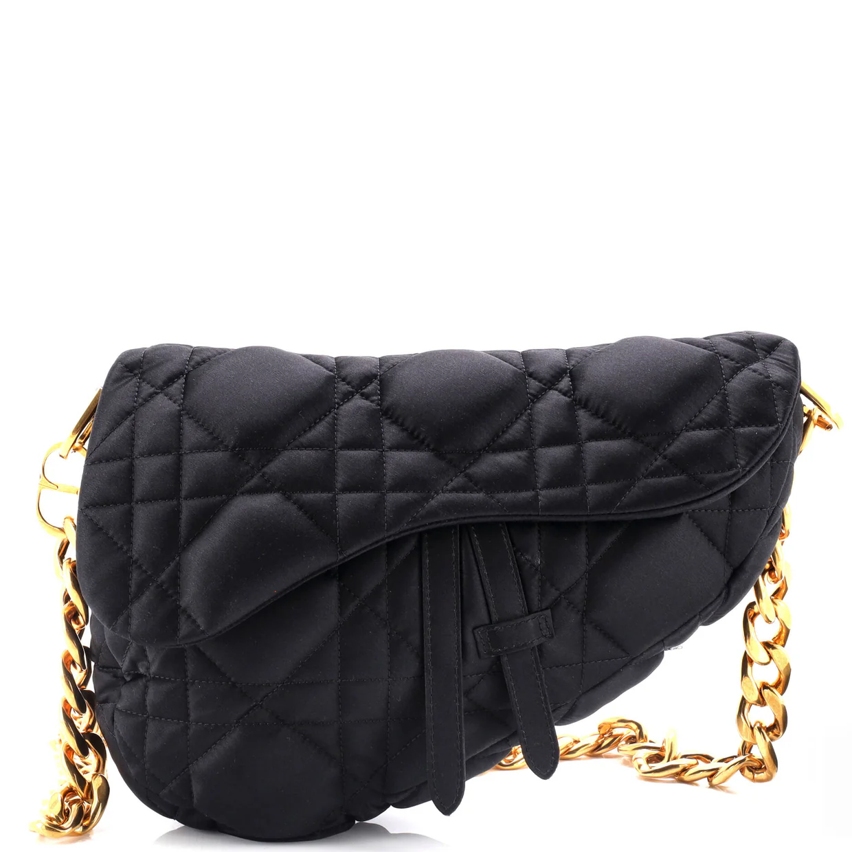 x ERL Venice Saddle Chain Bag Cannage Quilt Satin - Deep Luxury