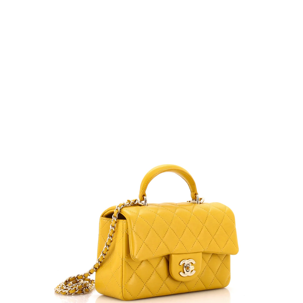 Classic Single Flap Top Handle Bag Quilted Lambskin Mini - Deep Luxury