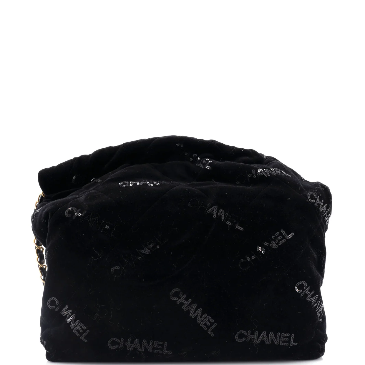 22 Chain Hobo Quilted Velvet with Sequins Small - Deep Luxury