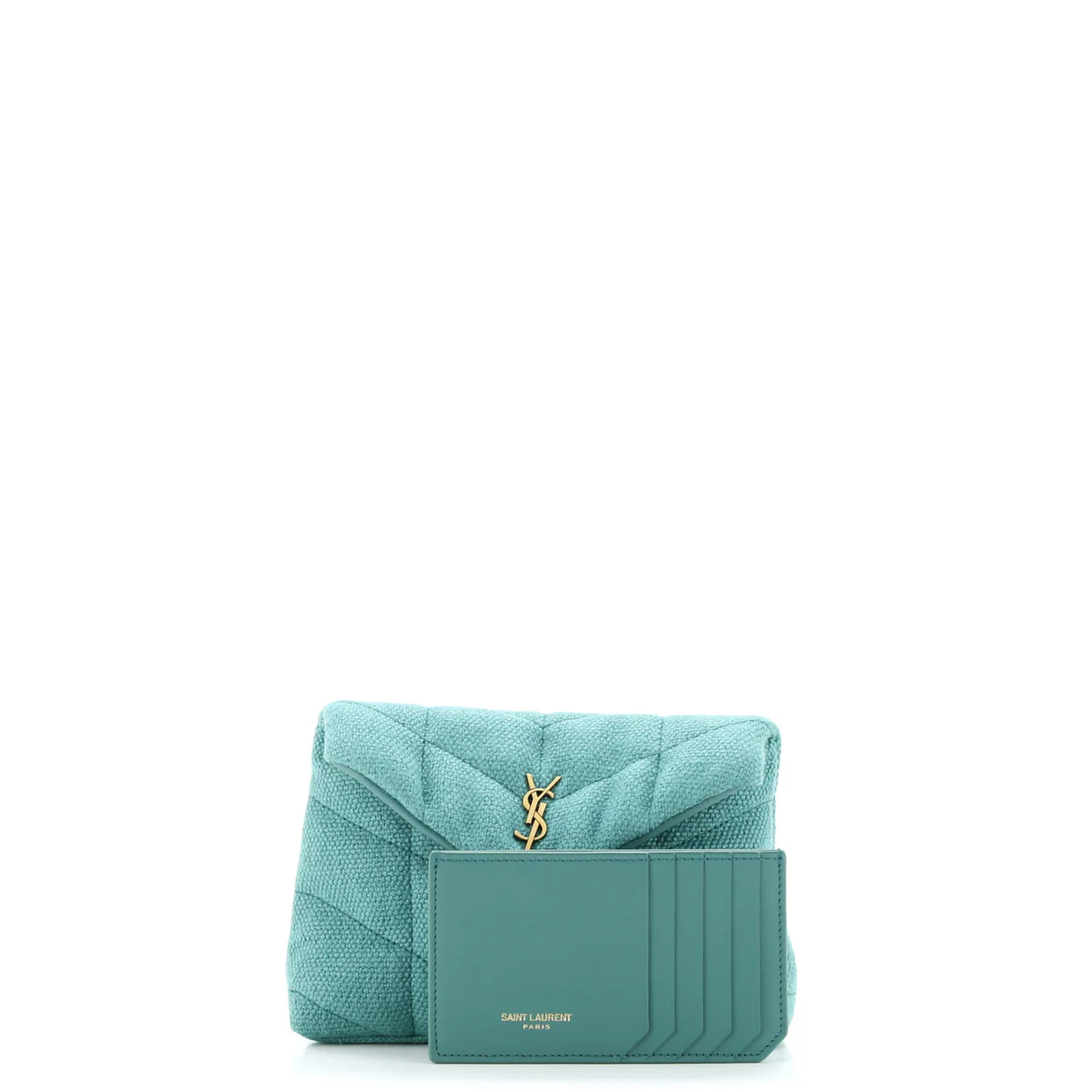 LouLou Puffer Clutch Quilted Vintage Denim Small - Deep Luxury