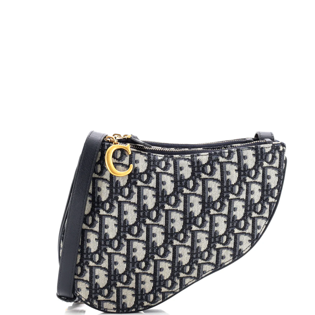 Saddle Triple Zip Crossbody Pouch Oblique Canvas - Deep Luxury