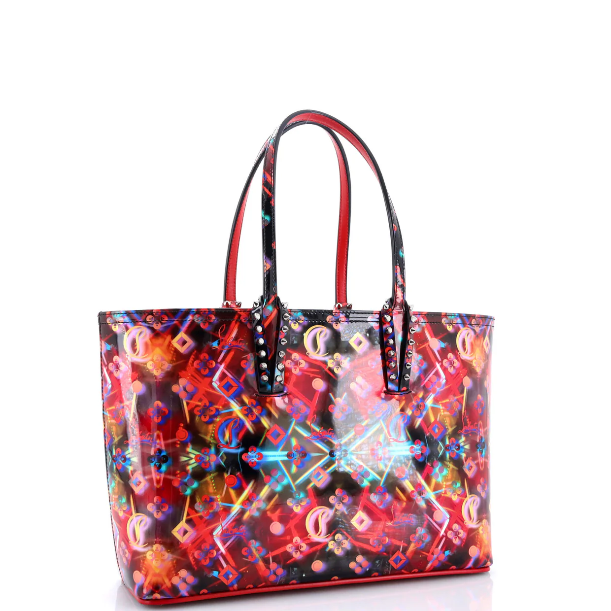 Cabata East West Tote Printed Patent Small - Deep Luxury