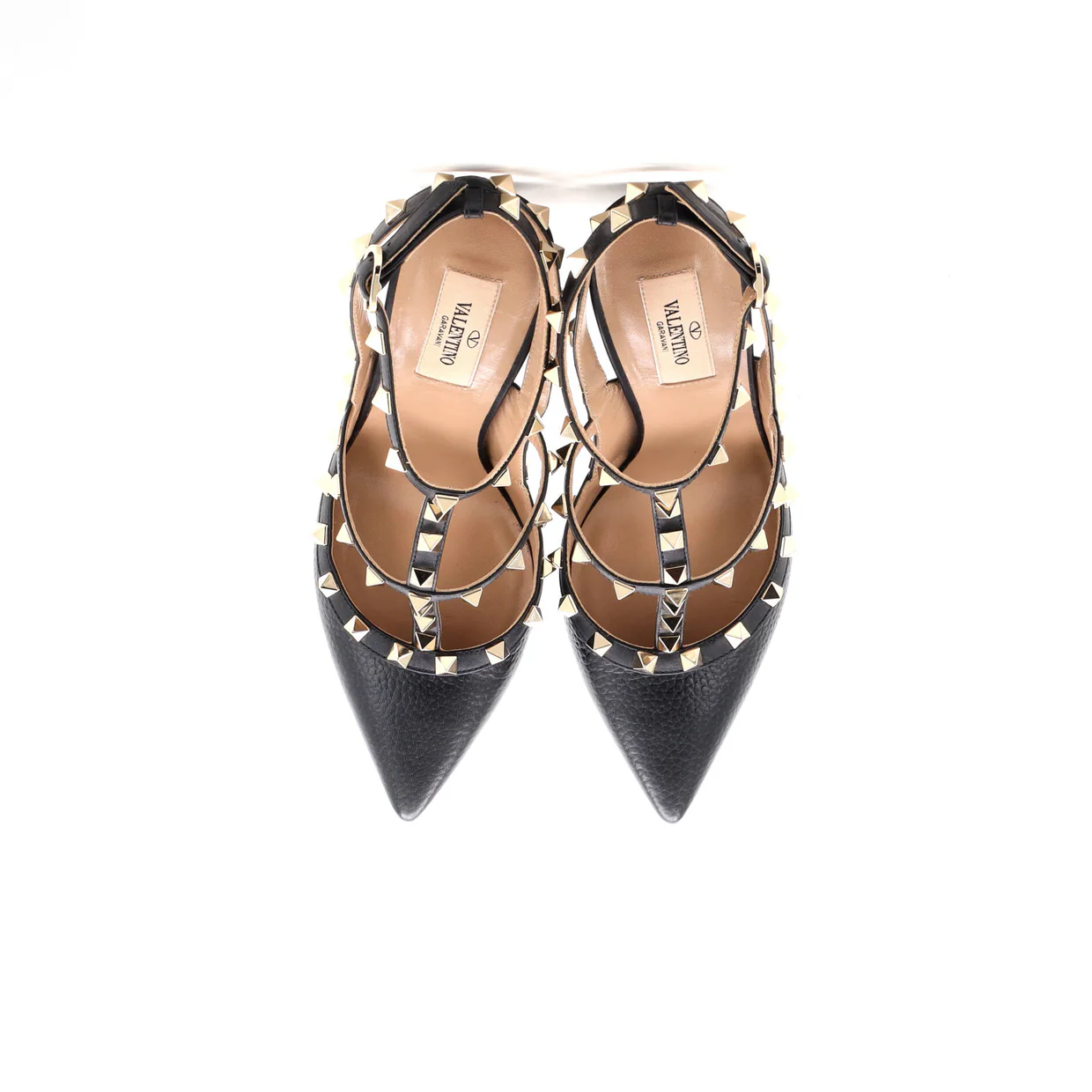 Women's Rockstud Ankle Strap Pumps Leather 100 - Deep Luxury