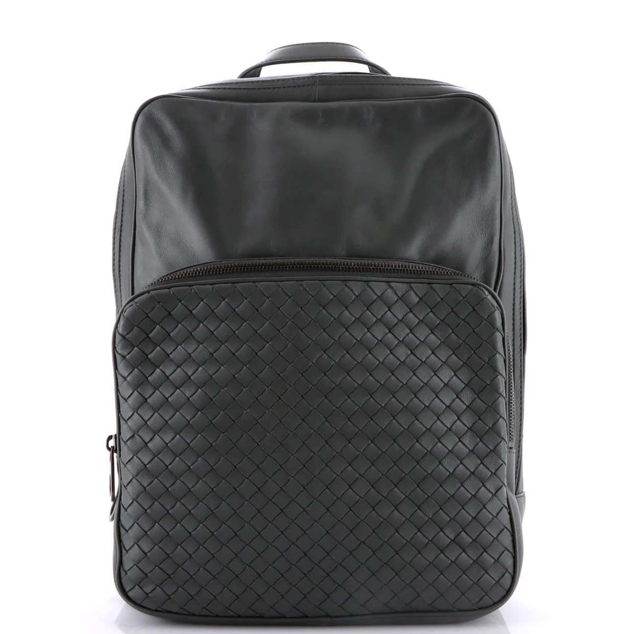 Front Pocket Backpack Leather with Intrecciato Detail Medium - Deep Luxury