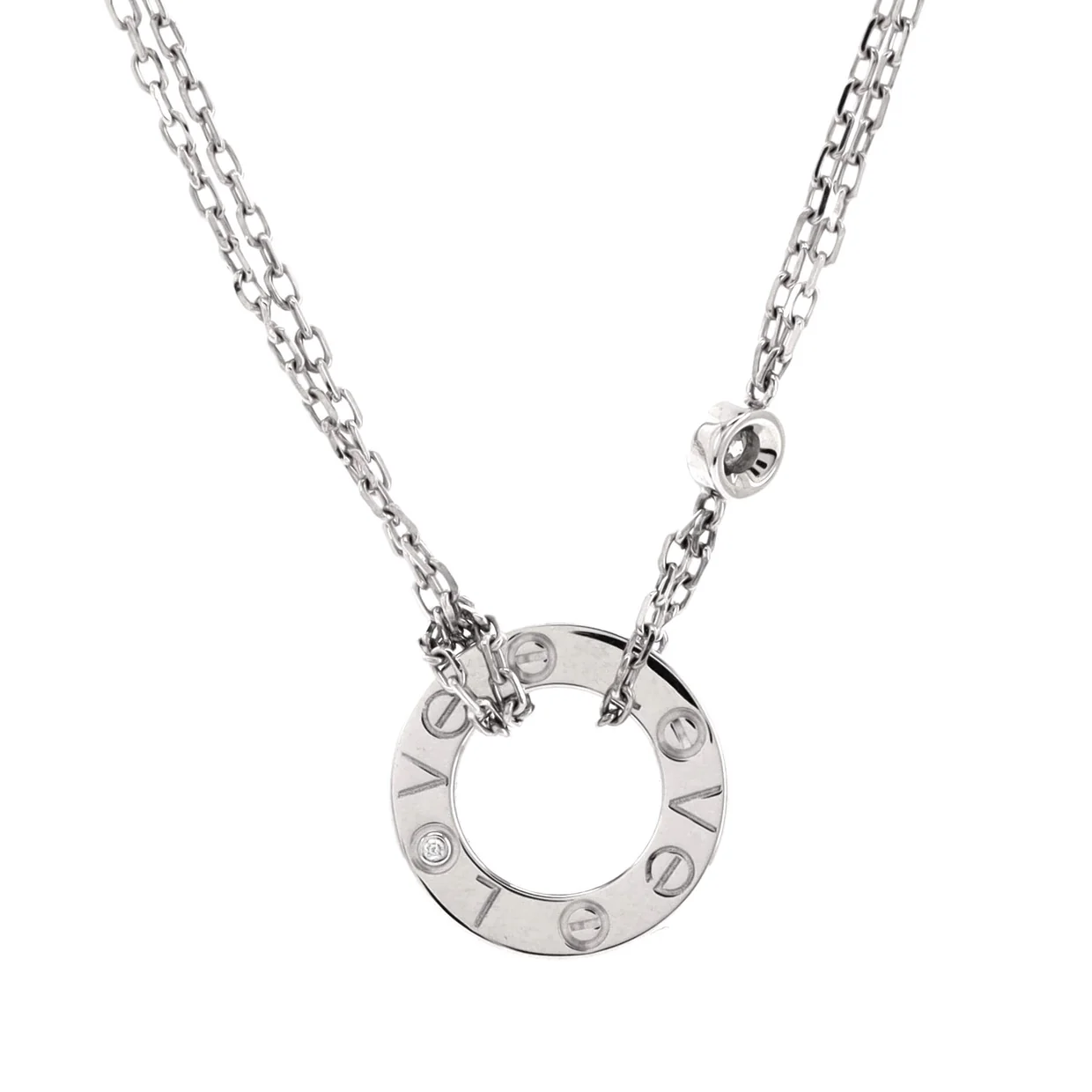 2 Diamonds Love Pendant Necklace 18K White Gold with Diamonds - Deep Luxury