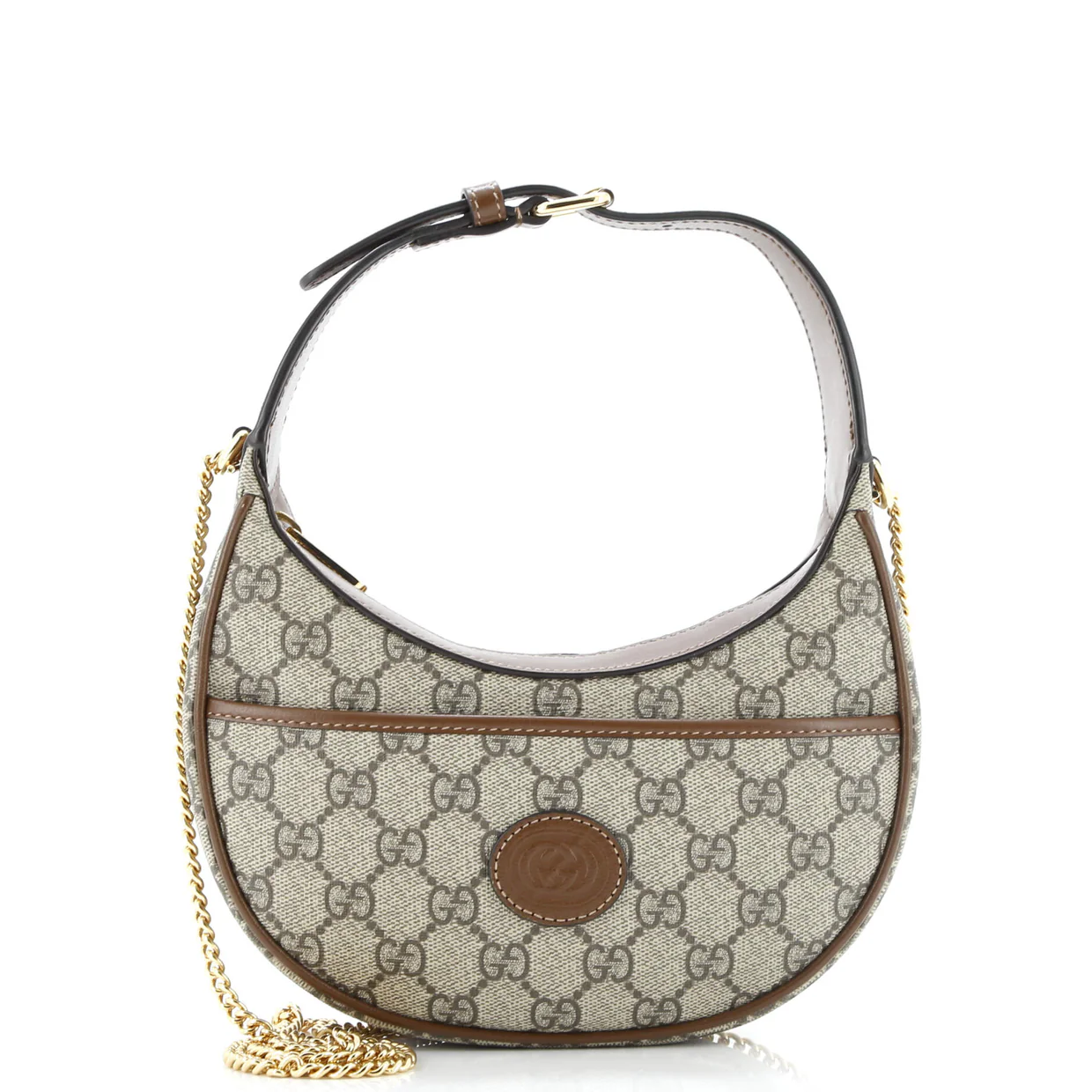 Interlocking G Patch Half Moon Hobo GG Coated Canvas Mini - Deep Luxury