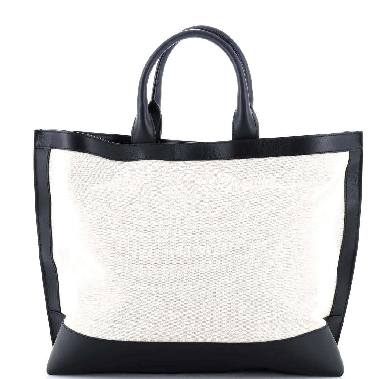 Two Tone Cabas Tote Canvas with Leather Large - Deep Luxury