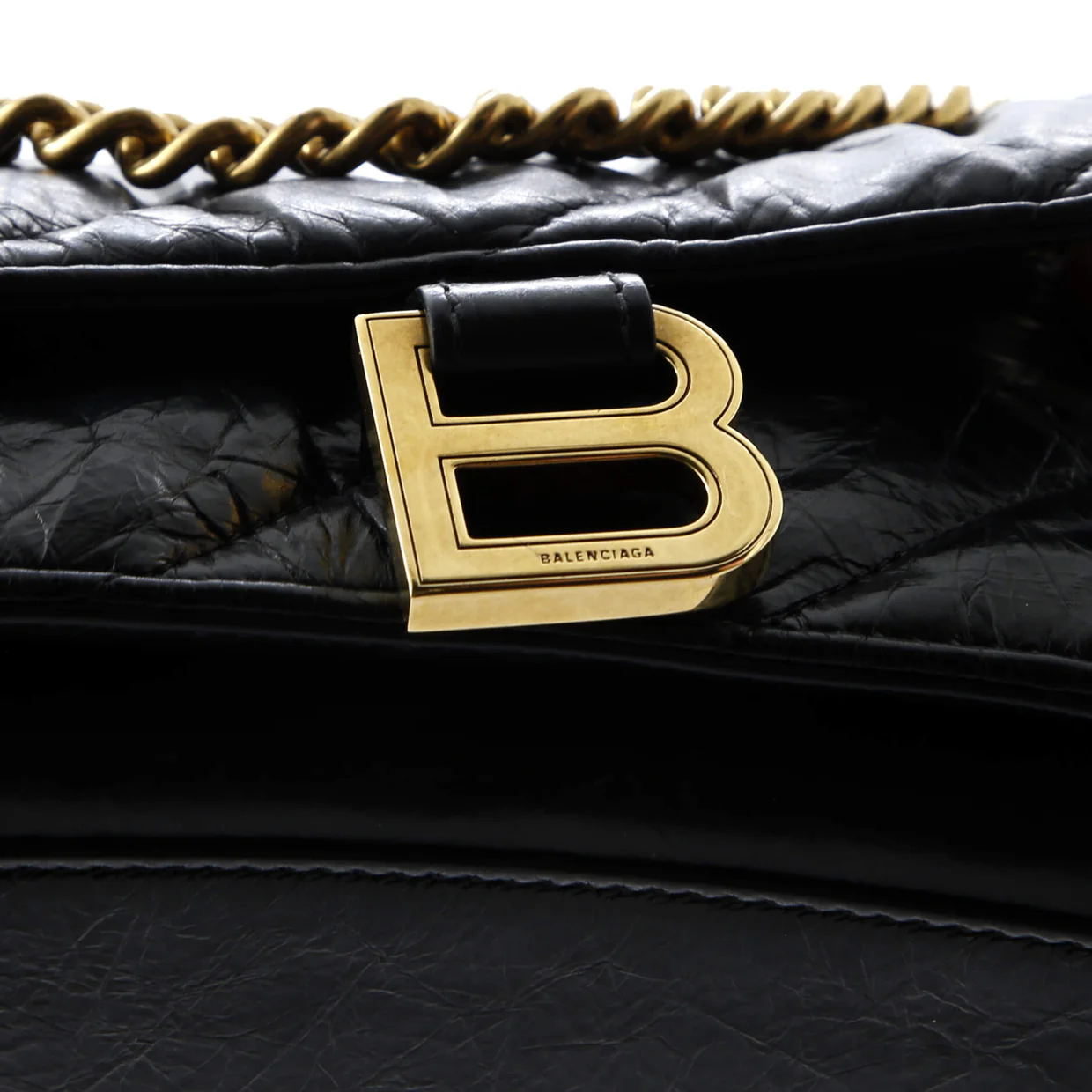 Crush Chain Flap Bag Quilted Crushed Calfskin Small - Deep Luxury