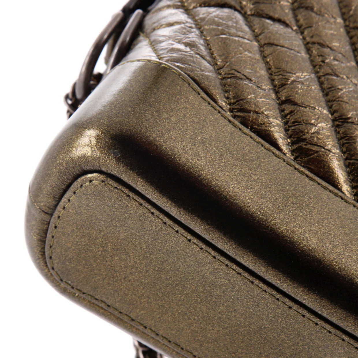 Gabrielle Hobo Chevron Metallic Aged Calfskin Small - Deep Luxury