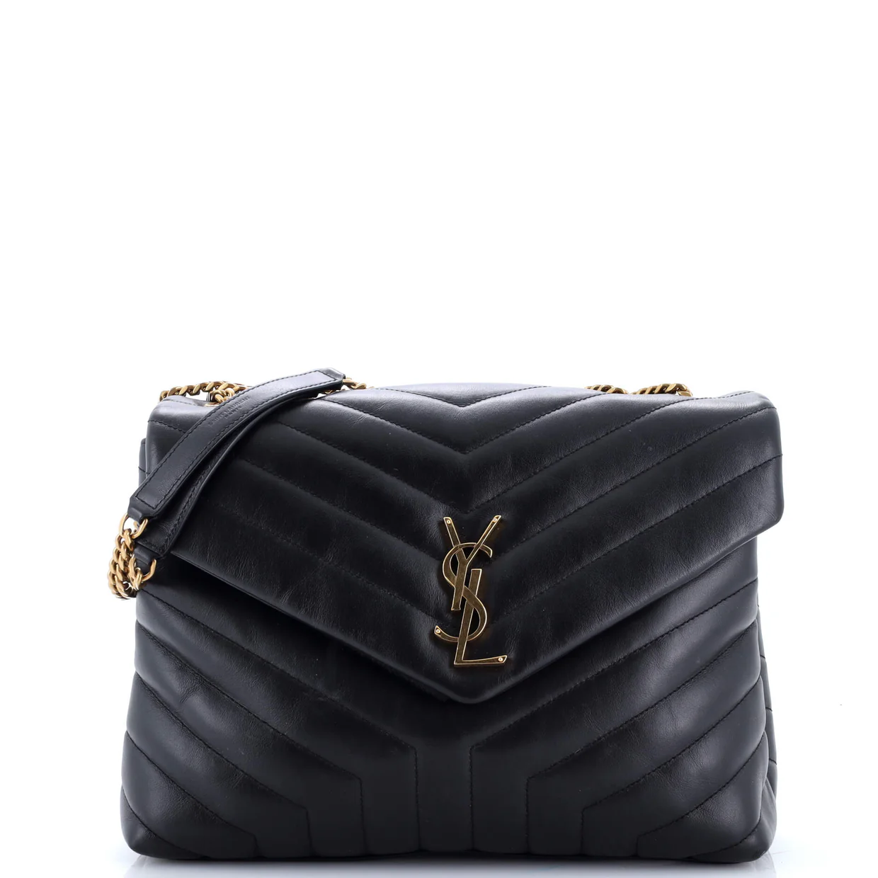 Loulou Shoulder Bag Matelasse Chevron Leather Medium - Deep Luxury