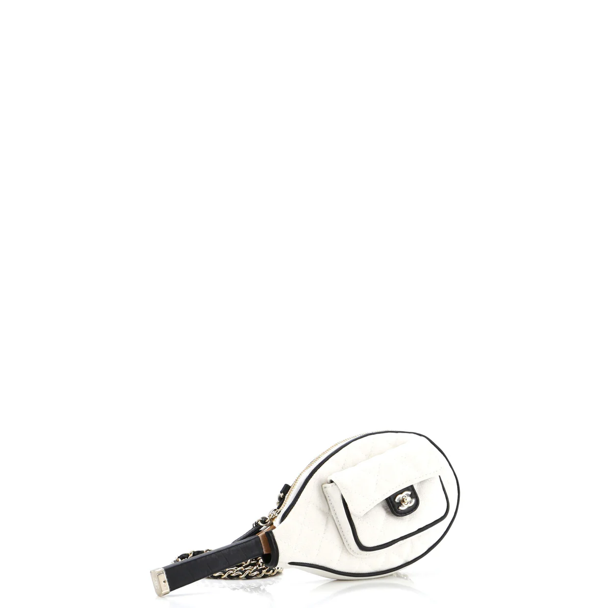 CC Tennis Racket Clutch with Chain Quilted Canvas and Leather - Deep Luxury