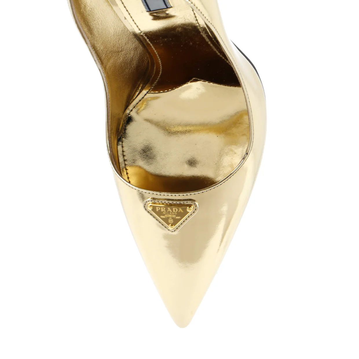 Women's Triangle Logo Pointed Toe Pumps Leather - Deep Luxury