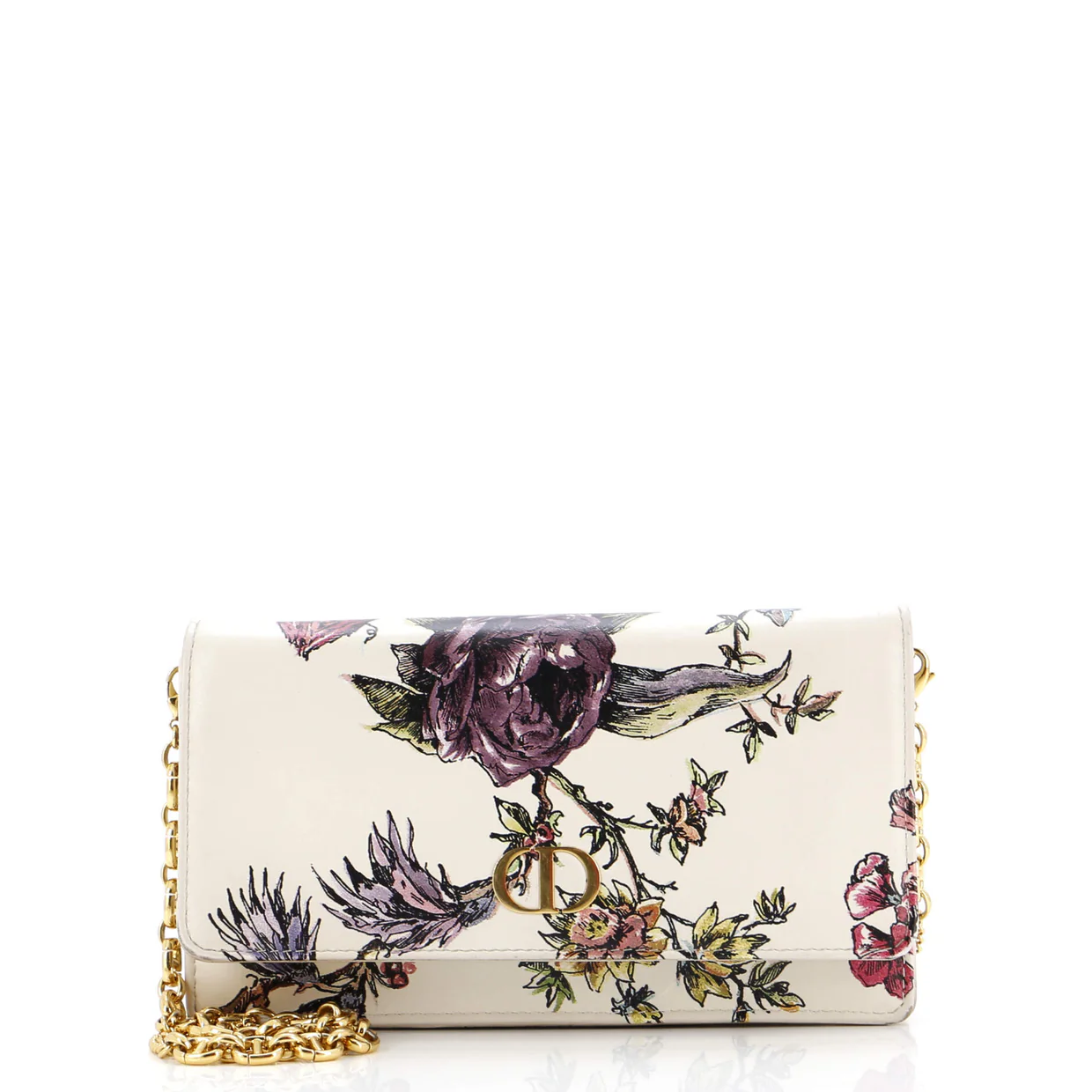 Caro Wallet on Chain Pouch Printed Leather - Deep Luxury