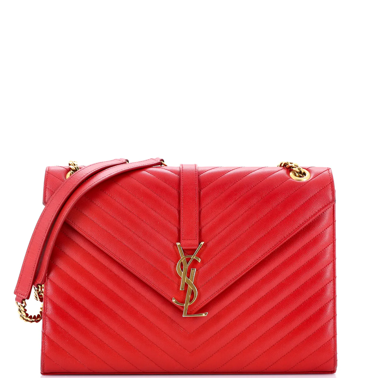 Classic Monogram Envelope Satchel Matelasse Chevron Leather Large - Deep Luxury