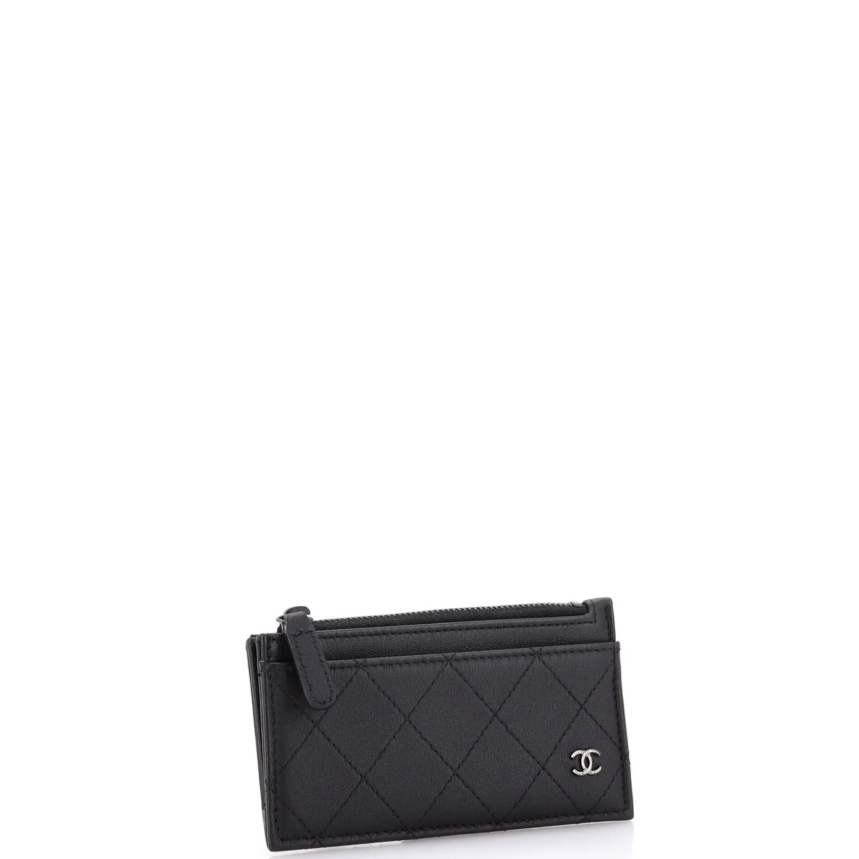 So Black CC Zip Card Holder Quilted Lambskin - Deep Luxury