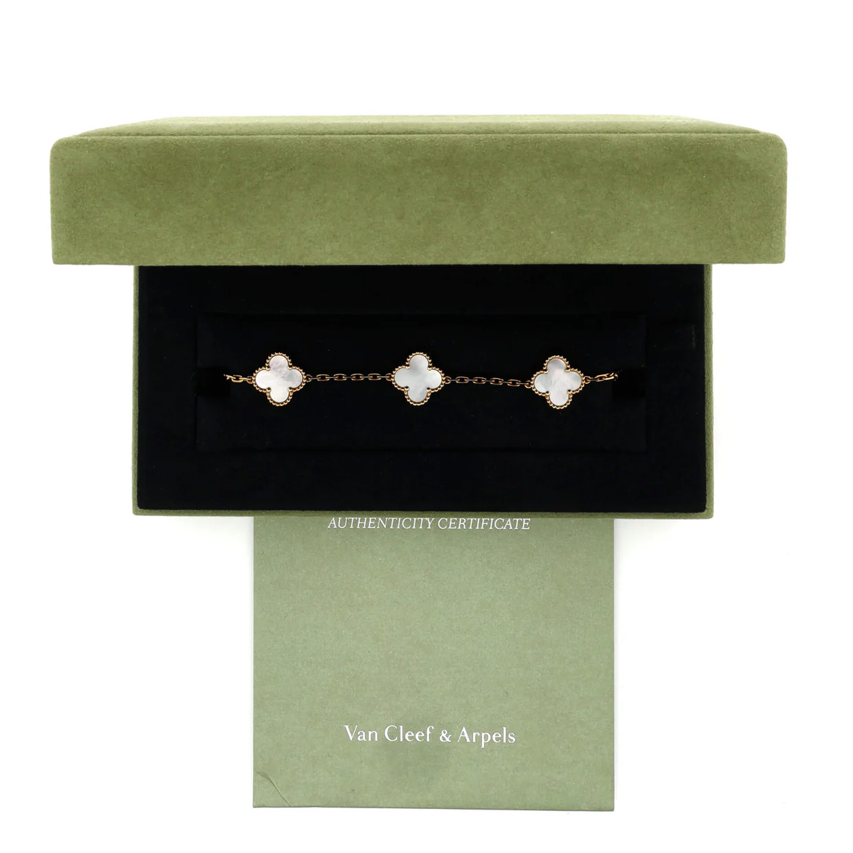 Vintage Alhambra 5 Motifs Bracelet 18K Yellow Gold and Mother of Pearl - Deep Luxury