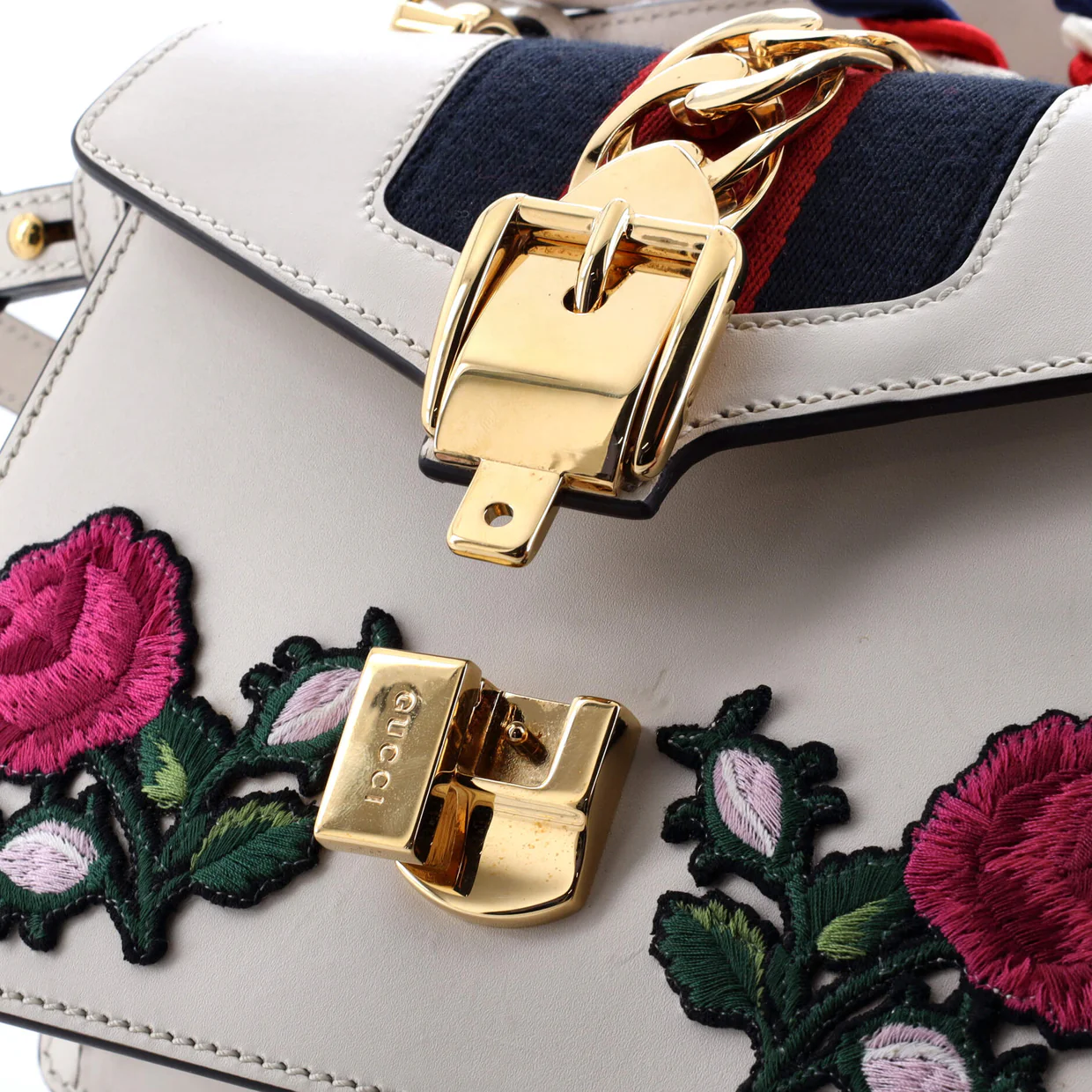 Sylvie Top Handle Bag Embroidered Leather Mini - Deep Luxury