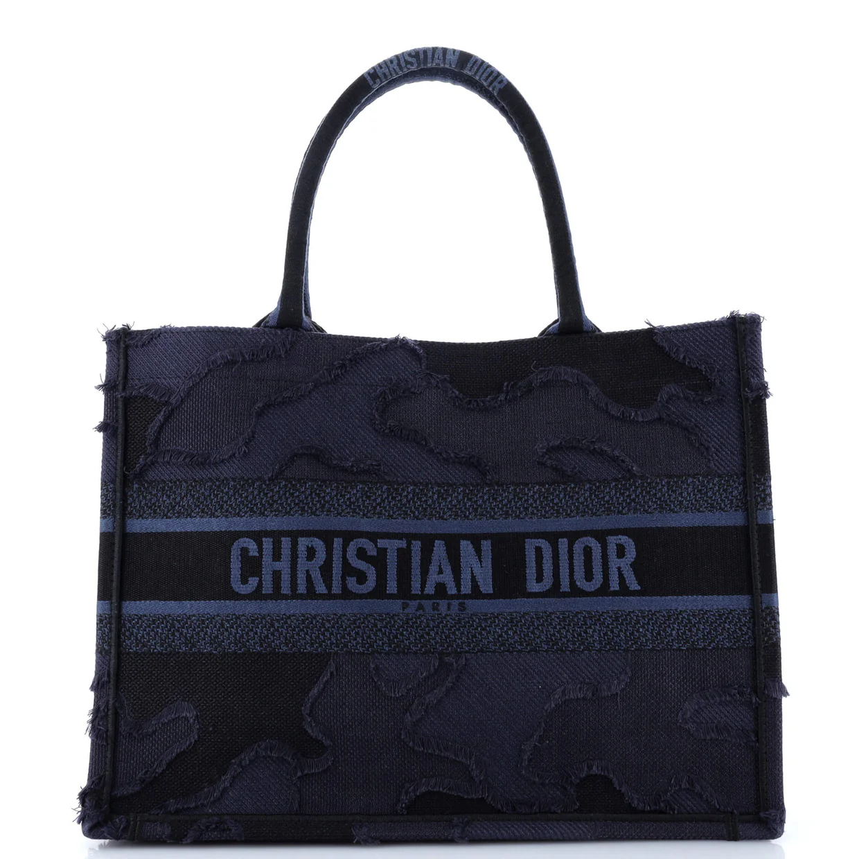 Book Tote Camouflage Embroidered Canvas Medium - Deep Luxury