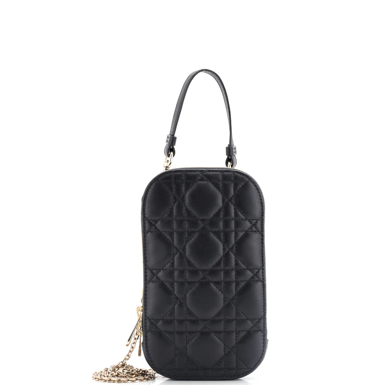 Lady Dior Phone Holder on Chain Cannage Quilt Lambskin - Deep Luxury