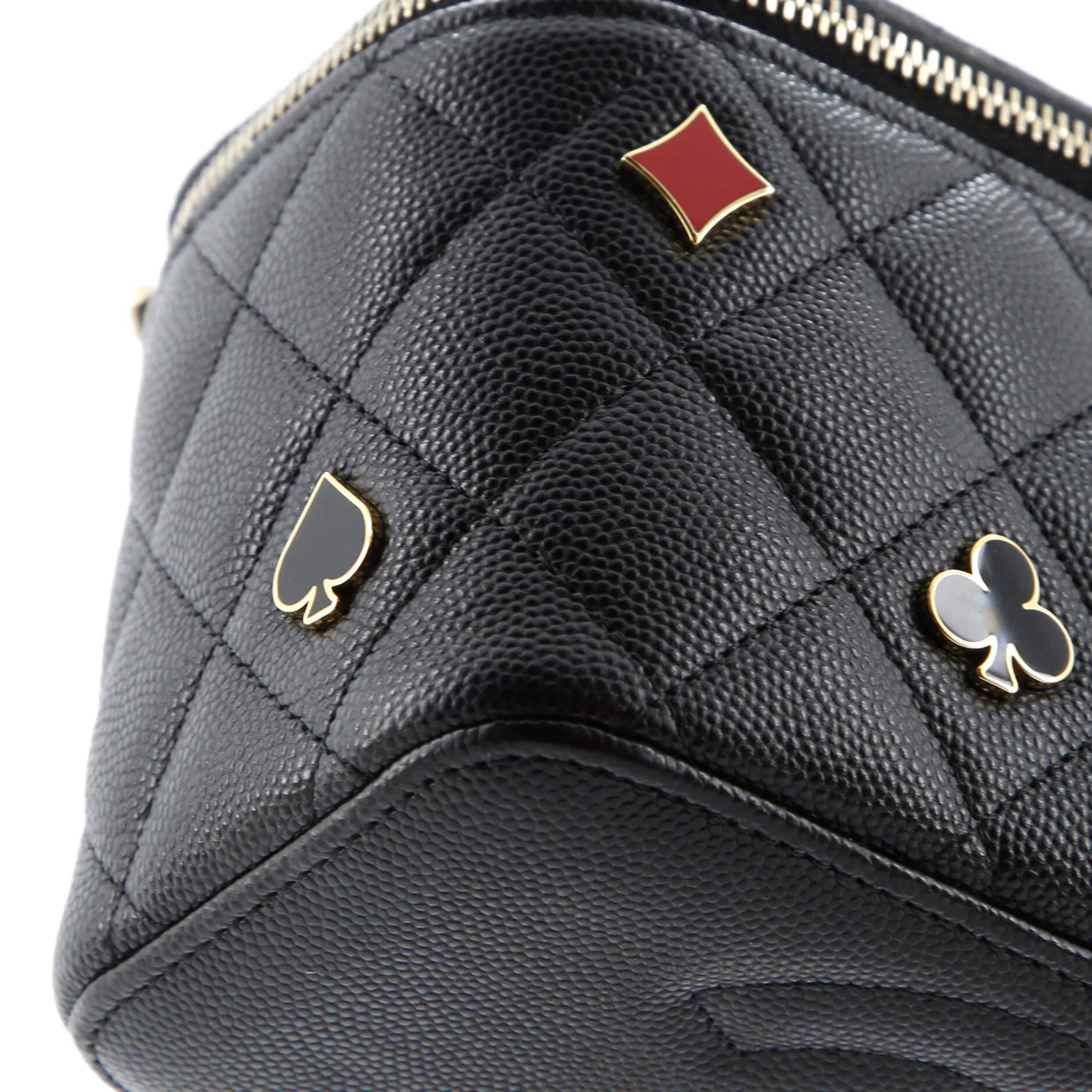 Coco Casino Vanity Case with Chain Quilted Caviar Small - Deep Luxury