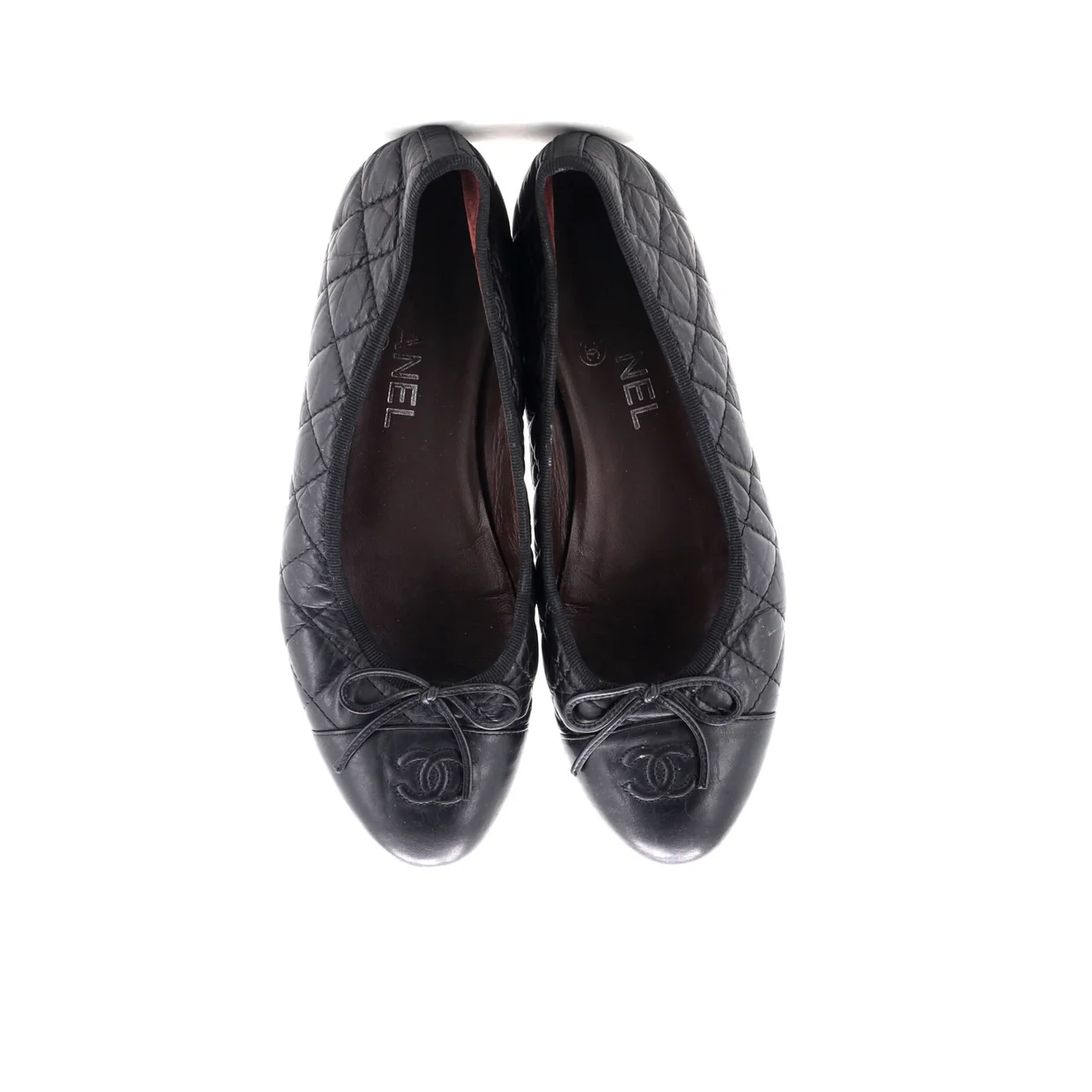 Women's CC Cap Toe Bow Ballerina Flats Quilted Leather - Deep Luxury