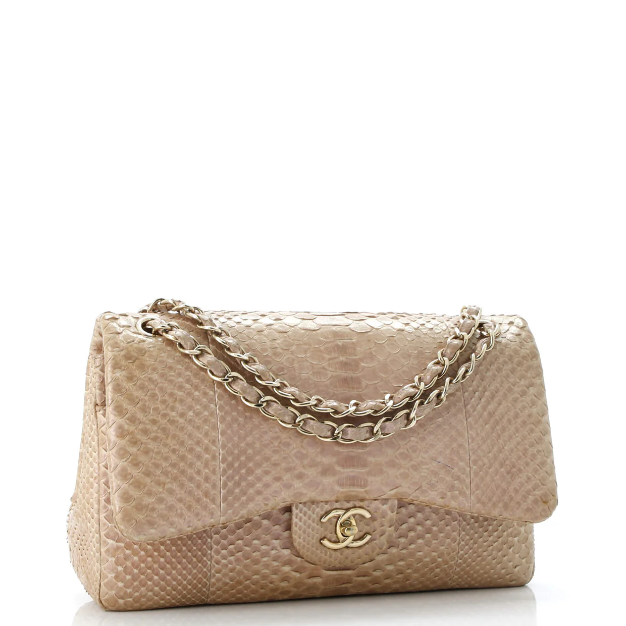 Classic Double Flap Bag Iridescent Python Medium - Deep Luxury