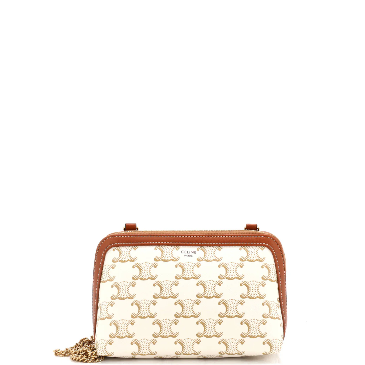Zip Around Chain Clutch Triomphe Coated Canvas - Deep Luxury