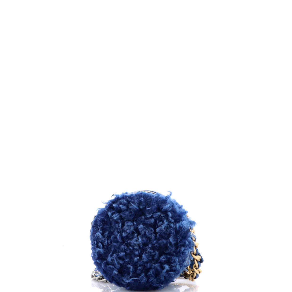 19 Round Clutch with Chain Quilted Shearling - Deep Luxury