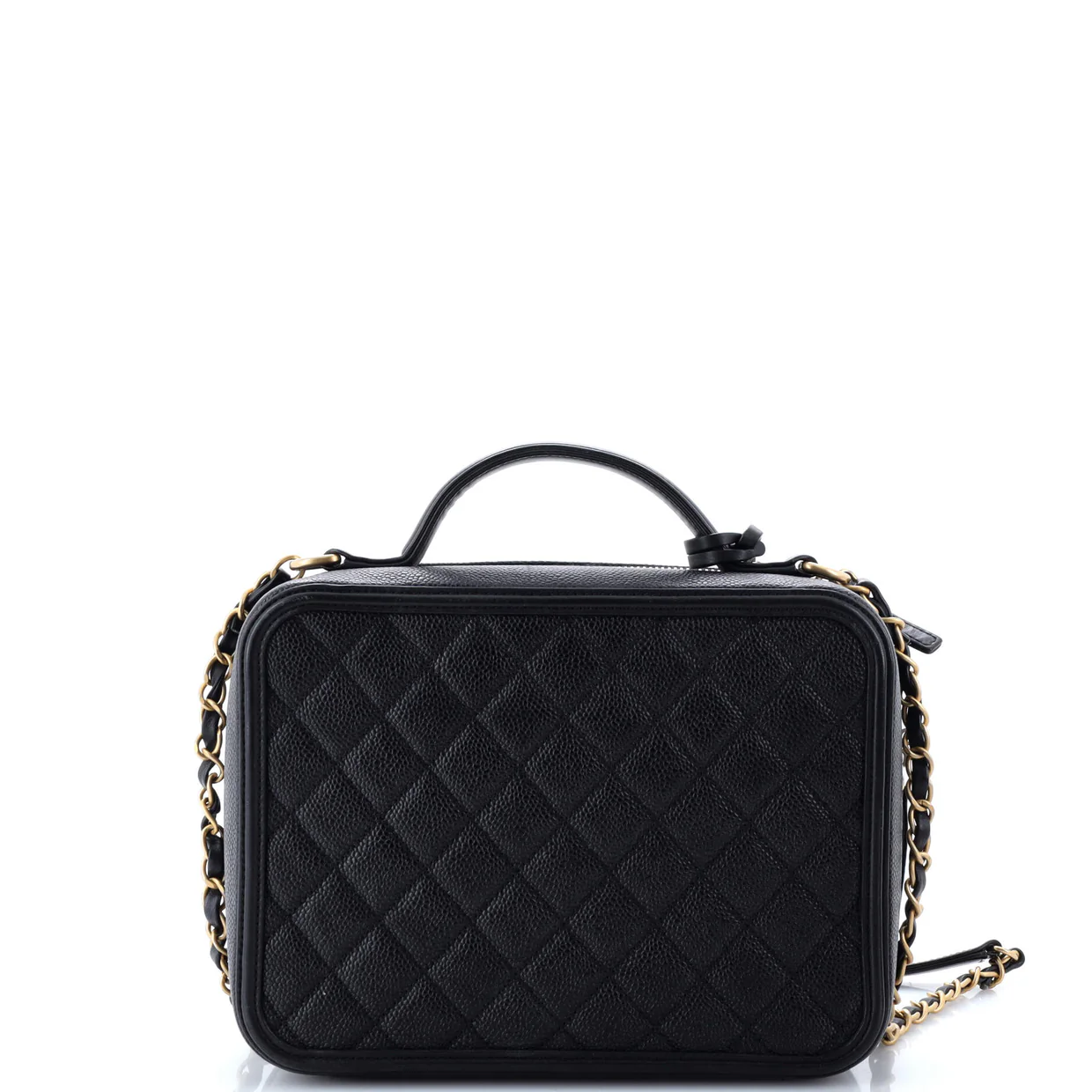 Filigree Vanity Case Quilted Caviar Large - Deep Luxury